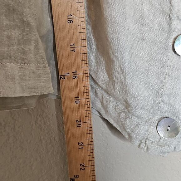 Bella Dahl Off-Shoulder Button-Up Linen Blouse Light Green Small - Picture 7 of 8